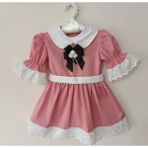 Terzim Ayşenur Kız Bebek-Çocuk Vintage Pembe Fistolu Elbise - 3 - 4 Yaş