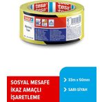Tesa 33 m x50 mm, Sarı-Siyah Yer İşaretleme Ve İkaz Bandı