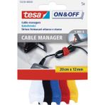 Tesa On&Off 5'li 0.2 mt 12 mm Renkli Kablo Organizatörü