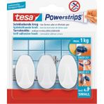 tesa Powerstrips Askı Küçük Oval Kendinden Yapışkanlı, Çıkarılabilir, beyaz