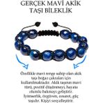 Tesbih Atölyesi Sertifikalı Fasetli Mavi Akik Taşı Bileklik - Makrome