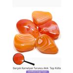 Tesbih Atölyesi Sertifikalı Gerçek Karnelyan Turuncu Akik Taşı Kütle - 3 Adetli