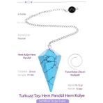 Tesbih Atölyesi Sertifikalı Turkuaz Taşı Pandül Sarkaç Hem Pandül - Hem Kolye - Gümüş - Doğal Renk
