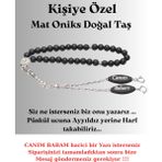 Tesbih Sakarya - Canım Babam - Yazılı Mat Oniks Doğal Taş Tesbih - Siyah