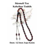 Tesbih Sakarya Sürmeli - Toz Kehribar Tesbih - Arpa Kesim 8 mm / 12.5 mm TSBHSKR00721