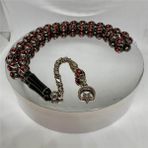 Tesbih TSBH0231BC 925 Ayar Gümüş Püsküllü Mercan ve Gümüş Işlemeli Beyzi Kesim Usta El Işçilikli Erzurum Oltu Tesbih - (No Color)