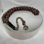 TESBİH TSBH0231BC 925 Ayar Gümüş Püsküllü Mercan Ve Gümüş İşlemeli Beyzi Kesim Usta El İşçilikli Erzurum Oltu Tesbih