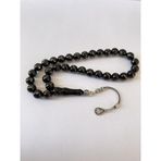 Tesbih TSBH0260BC 925 Ayar Gümüş Püsküllü Gümüş İşlemeli Küre Kesim Erzurum Oltu Taşı Tesbih