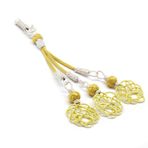 Tesbihane Beyaz-Sarı Renk 3'lü 1000 Ayar Gümüş Kazaz Püskül