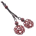 Tesbihane Gri-Kırmızı Renk 2'li 1000 Ayar Gümüş Kazaz Püskül