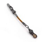 Tesbihane Hardal Renk Zirkon Taşlı 1000 Ayar Gümüş Kazaz Püskül