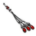 Tesbihane Kırmızı Zirkon Taşlı 3'lü 1000 Ayar Gümüş Kazaz Püskül