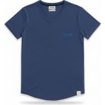 Tesbihane Kişiye Özel Nakışlı Yakası Biyeli Kısa Kollu V Yaka Premium Indigo Mavisi Tişört 2xl