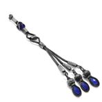 Tesbihane Mavi Zirkon Taşlı 3'lü Uzun Model 1000 Ayar Gümüş Kazaz Püskül
