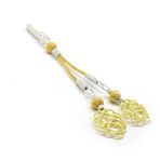 Tesbihane Sarı-Beyaz Renk 1000 Ayar Gümüş 2'li Kazaz Püskül