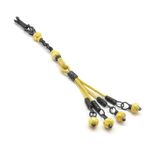 Tesbihane Sarı-Gri Renk 4'lü 1000 Ayar Gümüş Top Kazaz Püskül