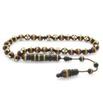 Tesbihane Sistemli Kırmızı Beyaz Mine Dolgulu Pirinç Sarmal Küre Kesim Kuka Tesbih