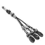 Tesbihane Siyah Zirkon Taşlı 3'lü 1000 Ayar Gümüş Kazaz Püskül