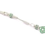 Tesbihane Yeşil-Beyaz Renk 1000 Ayar Gümüş Kazaz Püskül