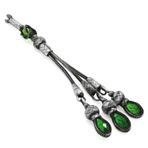 Tesbihane Yeşil Zirkon Taşlı 3'lü 1000 Ayar Gümüş Kazaz Püskül