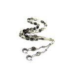 Tesbihkenti Dalgalı Siyah Kararmaz Metal Püsküllü Toz Kehribar Tesbih