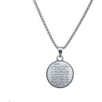 Tesbihname Erkek Çelik Kolye - Ayetel Kürsi Yazılı - Kişiye Özel - Gümüş Renk - Oval Tasarım - 60 cm - 3,0 cm