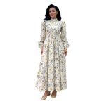 Tesettür Açelya Çiçeği Uzun Kloş Elbise (Kahverengi, 2XL/3XL)