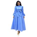 Tesettür Büyük Fiyonklu Poplin Kloş Elbise (Bebe Mavi, L-XL)