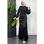 Tesettür Diyarı Bel Bağlama Detaylı Saten Tesettür Abiye