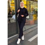 Tesettür Diyarı Kadın Fitilli Kapsonlu İkili Takım -Lacivert