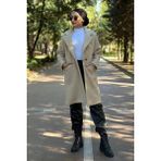 Tesettür Diyarı Oversize Buklet Kaban- Bej Standart (36-42 Uyumlu)
