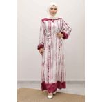 Tesettür Dünyası Batik Desenli Viskon Elbise TSD250229 Fuşya
