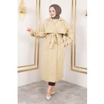 Tesettür Dünyası Ekstra Oversize Trençkot Bej TSD250139