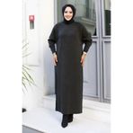 Tesettür Dünyası Reglan Kol Triko Elbise TSD240725 Antrasit