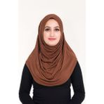 Tesettür Hazır Türban Pileli Pratik Namaz Örtüsü - Acı Kahve - Standart