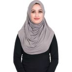 Tesettür Hazır Türban Pileli Pratik Namaz Örtüsü - Gri - Standart