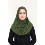 Tesettür Hazır Türban Pileli Pratik Namaz Örtüsü - Haki - Standart