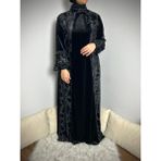Tesettür Kadife Elbise - Siyah