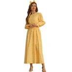 Tesettür Kırmızı Papatya Poplin Elbise (Sarı, L)