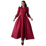 Tesettür Kloş Poplin Elbise (Bordo, L-XL)