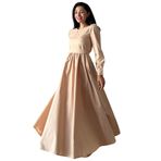 Tesettür Kloş Poplin Elbise (Krem, 2XL-3XL)