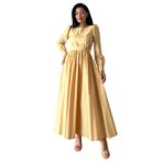 Tesettür Kloş Poplin Elbise (Tatlı Sarı, 2XL-3XL)