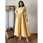 Tesettür Kloş Poplin Elbise (Tatlı Sarı, 2XL-3XL)