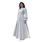 Tesettür Papatya Kloş Poplin Elbise (Gri, 2XL-3XL)