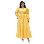Tesettür Papatya Kloş Poplin Elbise (Sarı, L-XL)