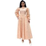 Tesettür Papatya Kloş Poplin Elbise (Somon, 4XL-5XL)