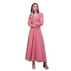 Tesettür Seyyar Yakalı Pötikare Elbise (Kırmızı, 3XL)
