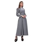 Tesettür Seyyar Yakalı Pötikare Elbise (Siyah, 3XL)