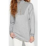 Tesettür Tarz Regular Dik Yaka Standart Kol Regular Fermuarlı Yaka Detaylı Örme Sweatshirt