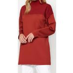 Tesettür Tarz Regular Dik Yaka Standart Kol Regular Örme Sweatshirt Tunik